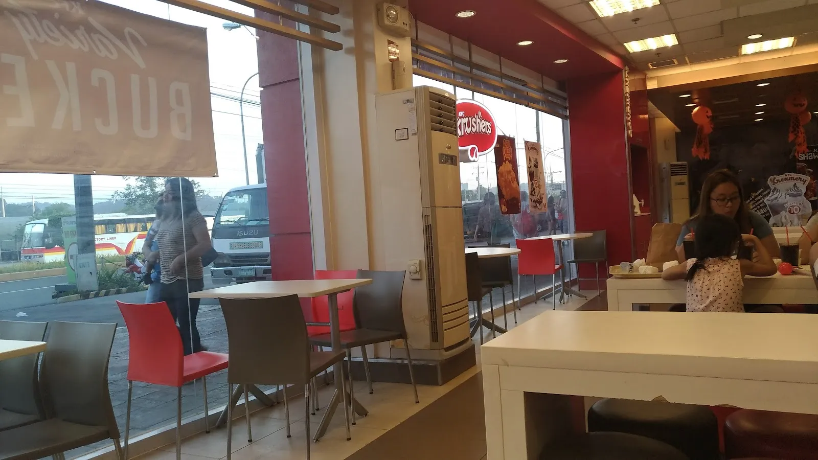 Dining area by the windows