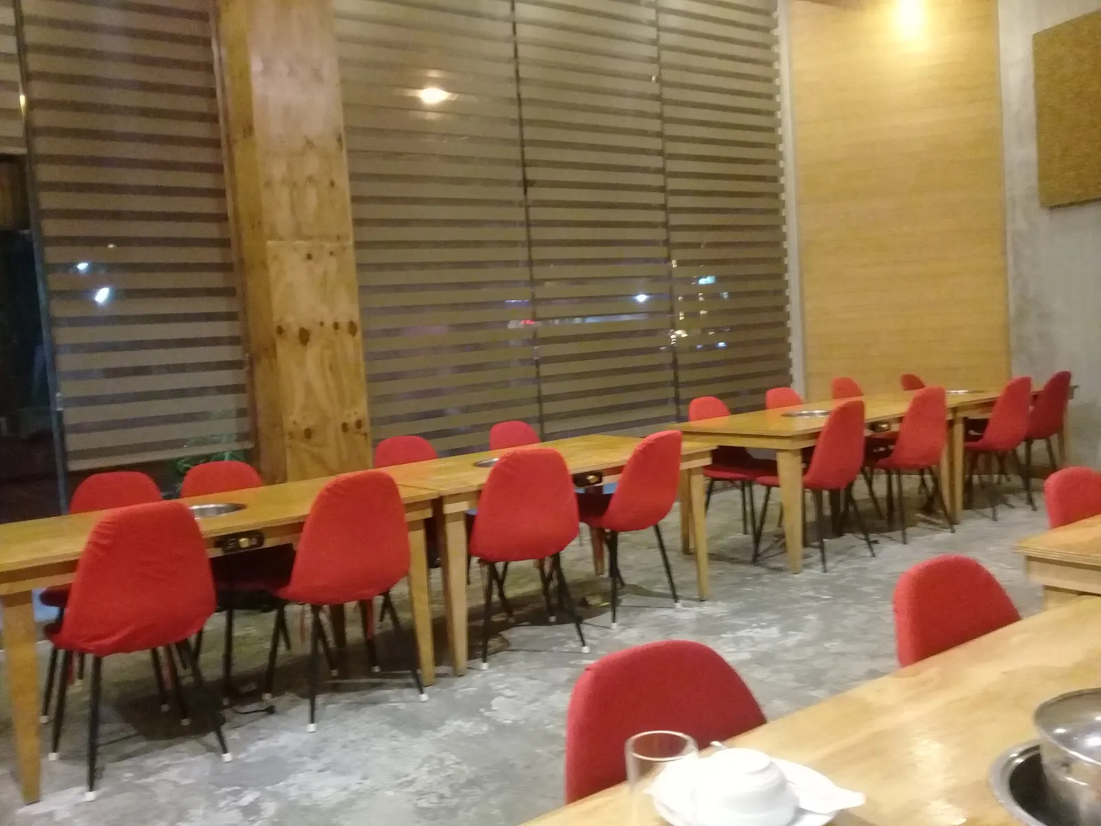 Dining room with hot pot tables