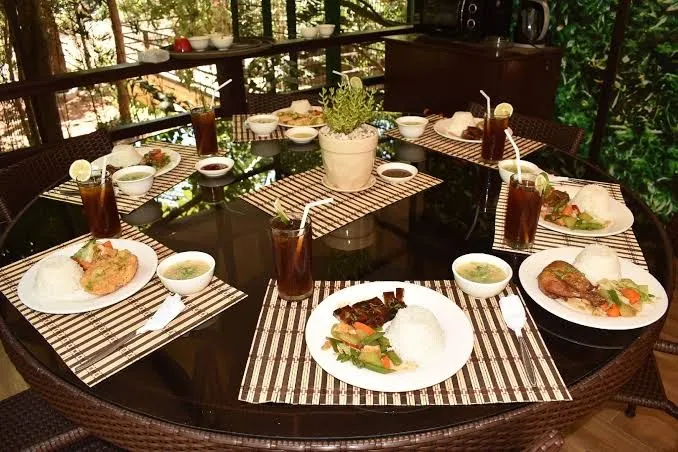 Breakfast set on the outdoor deck