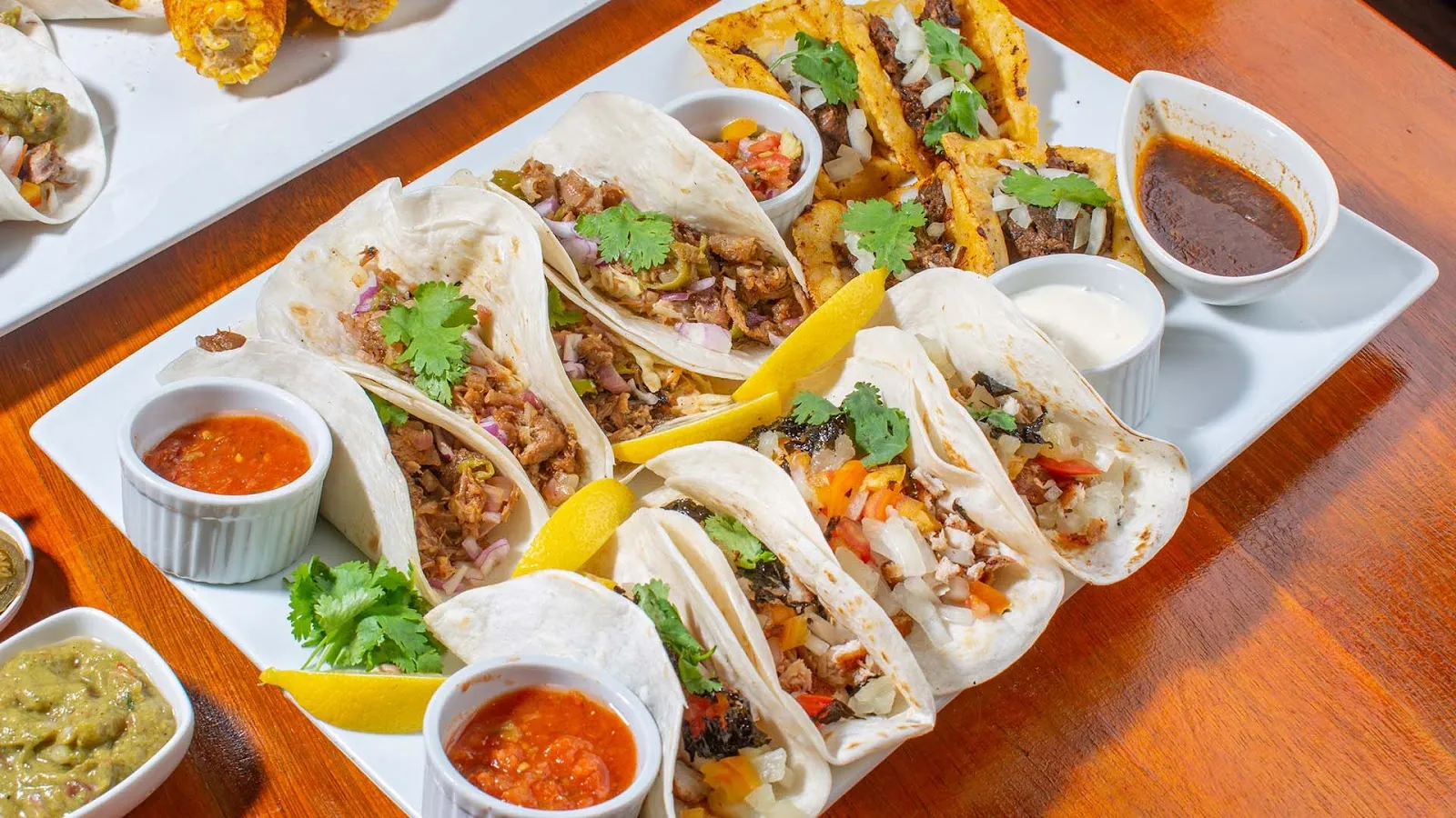 Tacos plated for sharing