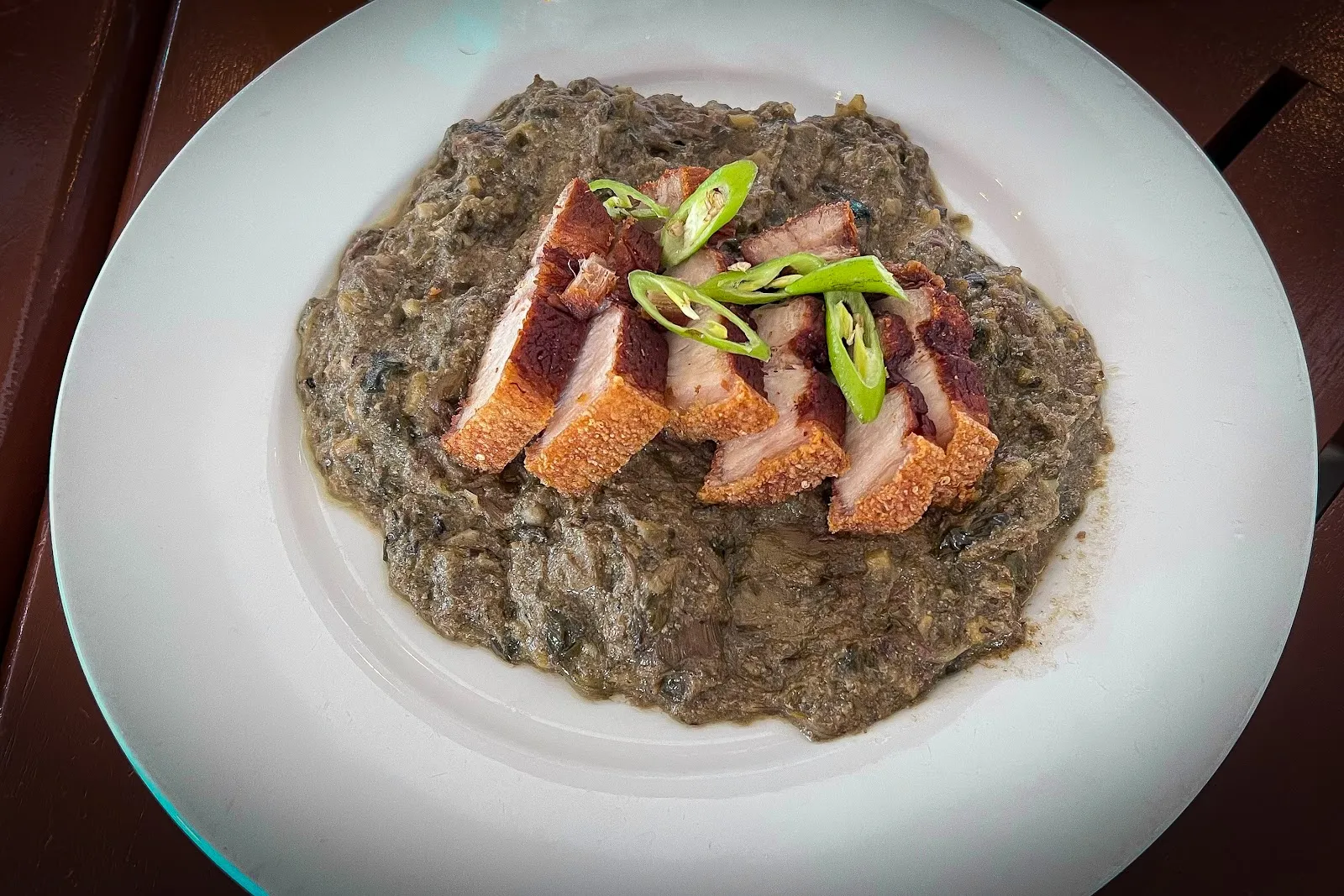 Braised dish with crispy pork belly