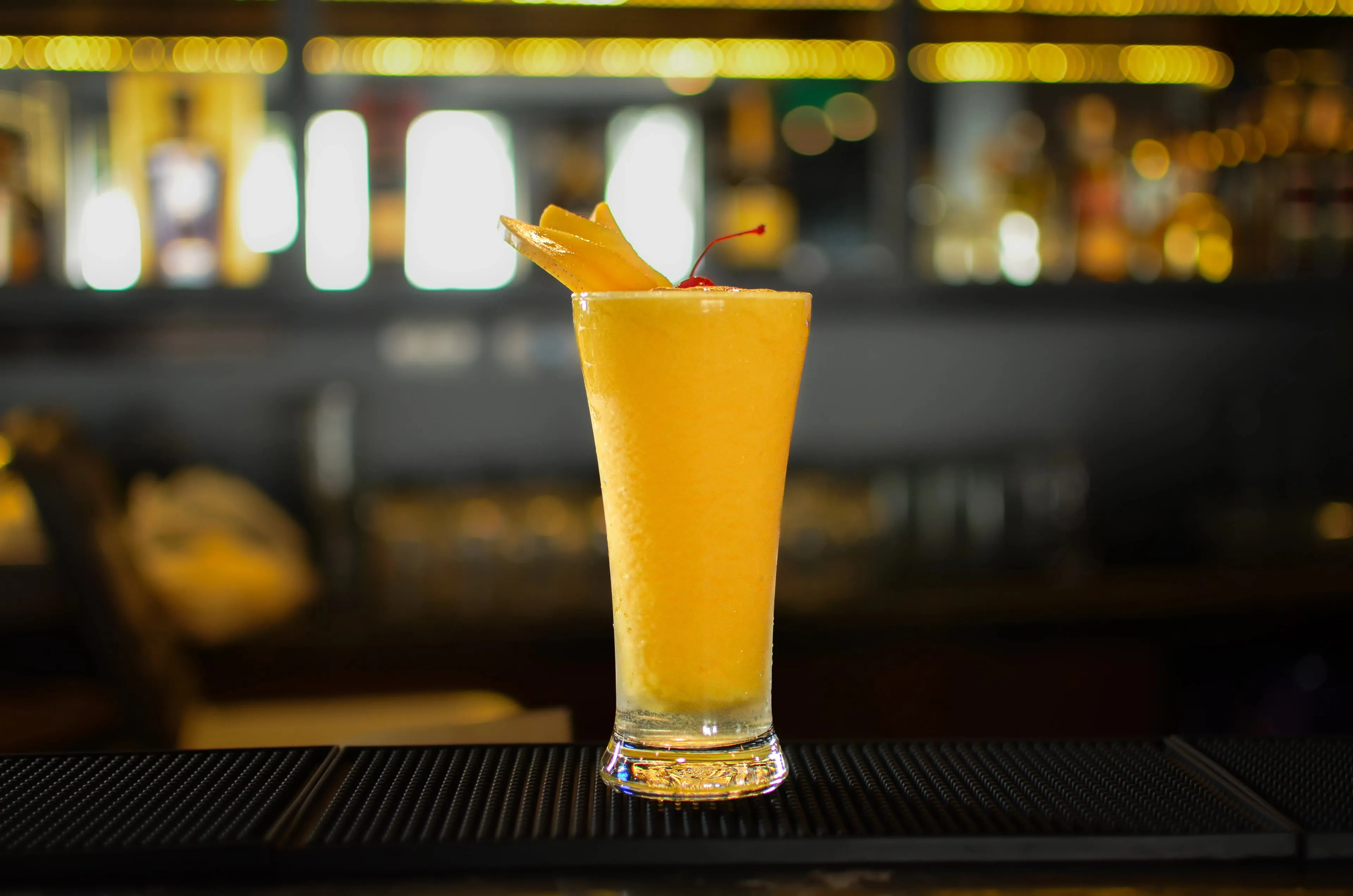 Cocktail against the bar lights