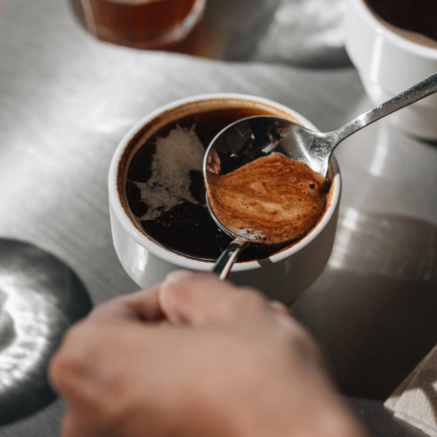 Pouring coffee at the table