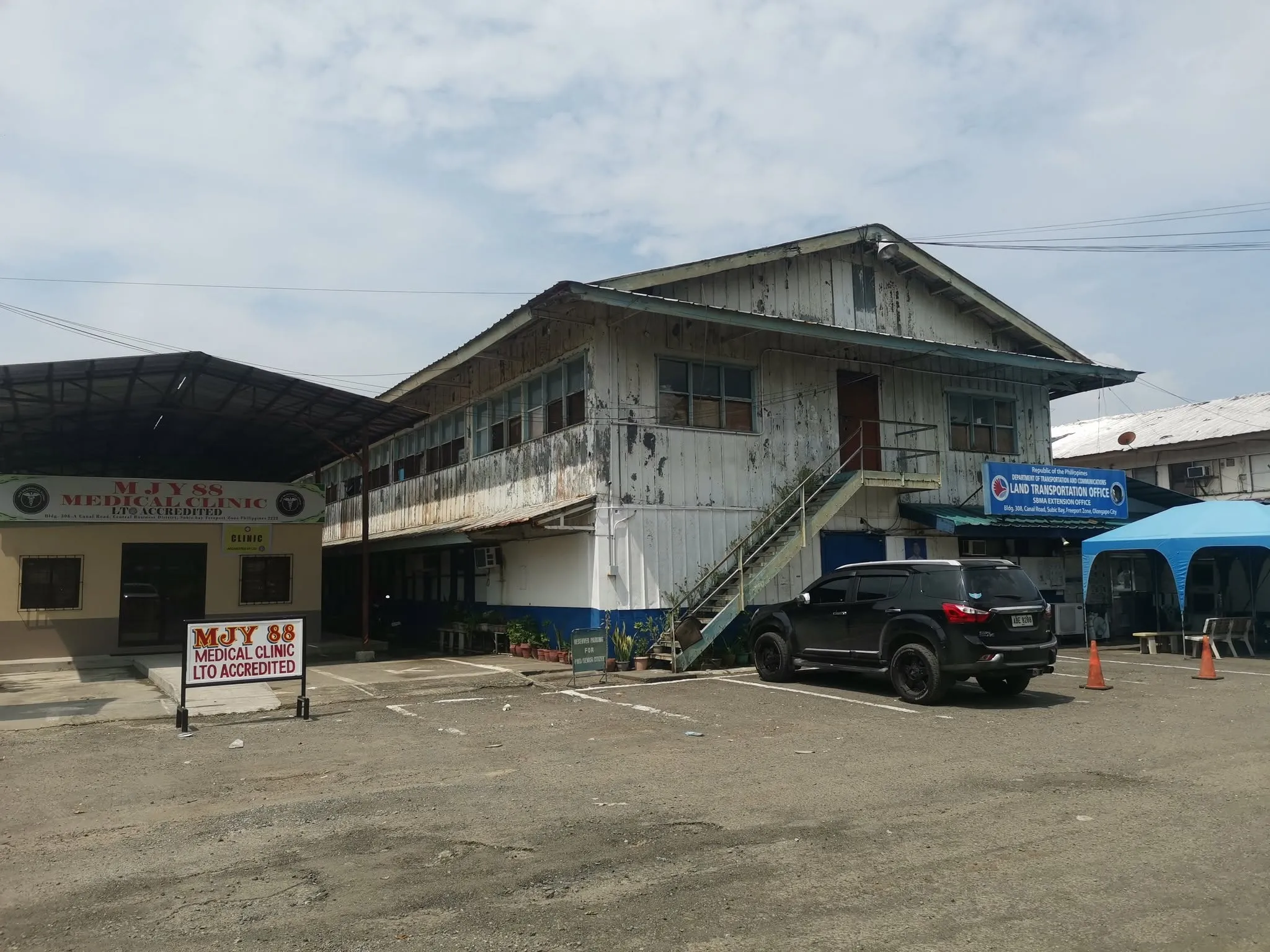 Clinic building and parking area