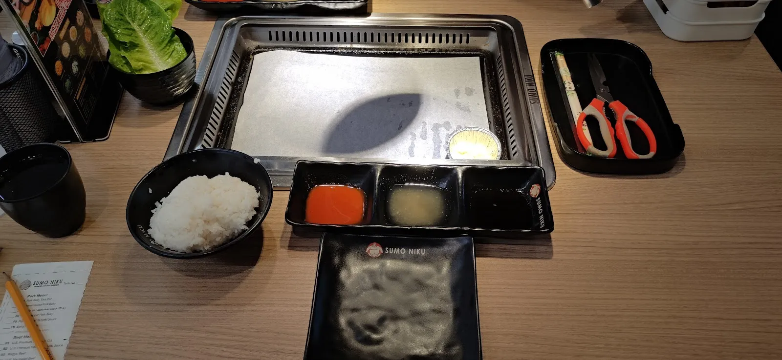 Table set for Japanese barbecue