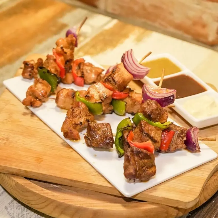 Meat and vegetable skewers