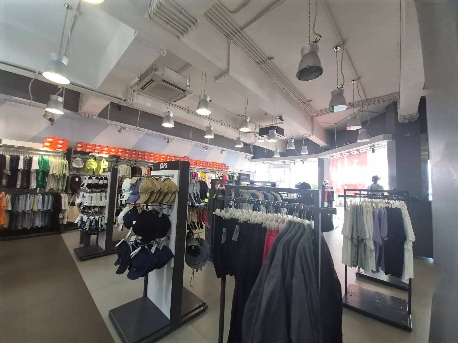 Clothing racks inside the store