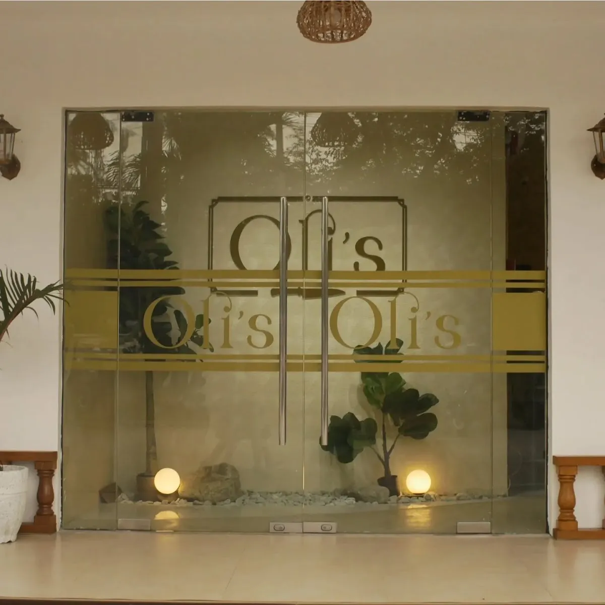 Entrance with etched signage