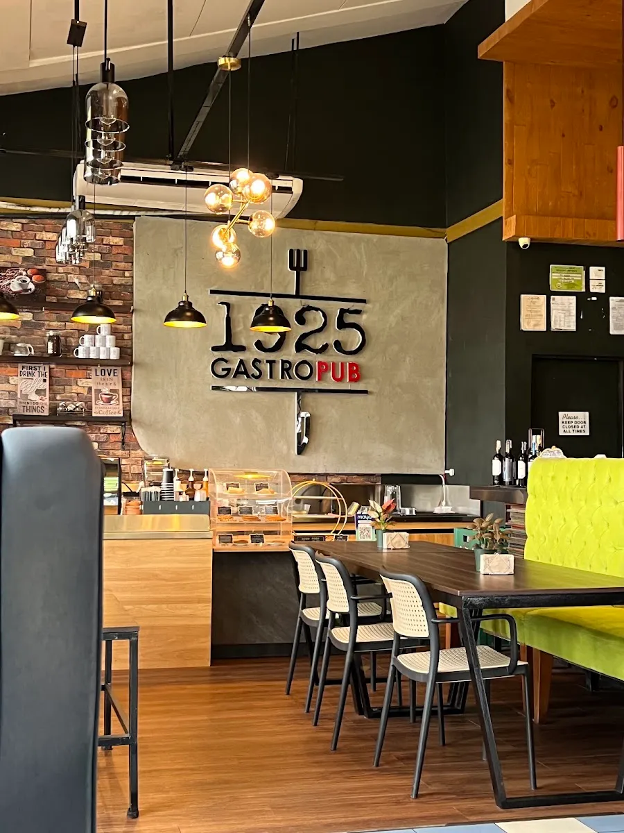 Dining area under the 1925 sign