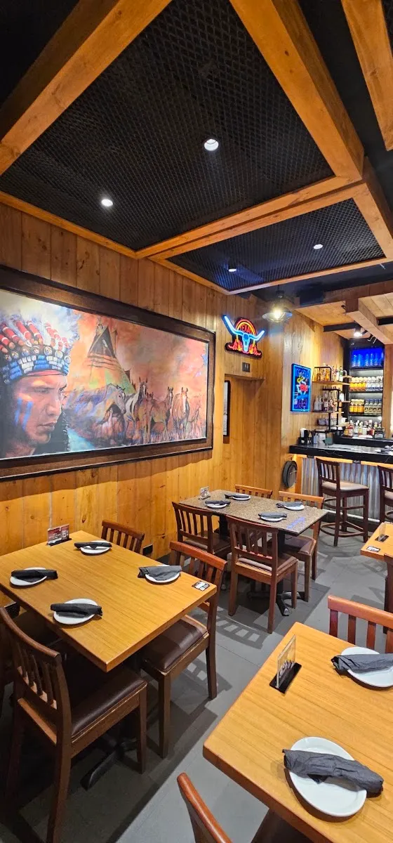 Dining area with mural
