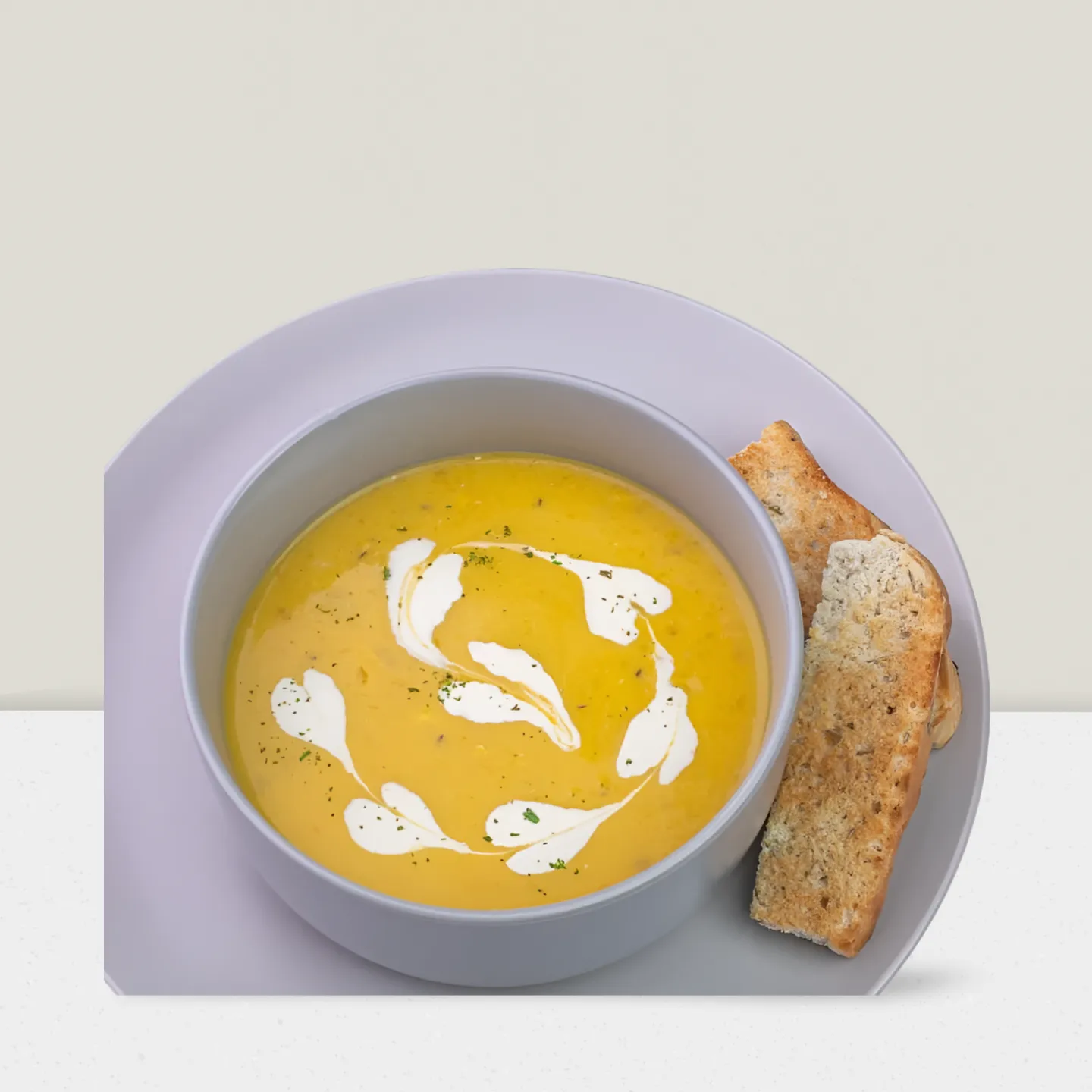 Pumpkin soup with bread