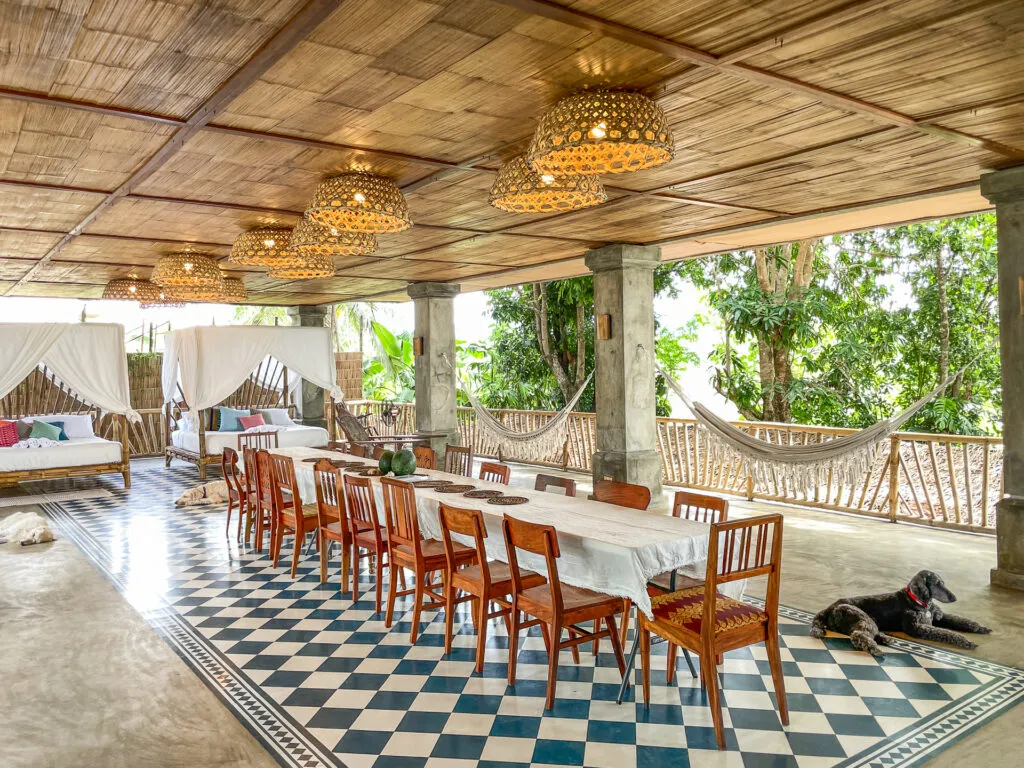 Covered veranda dining area