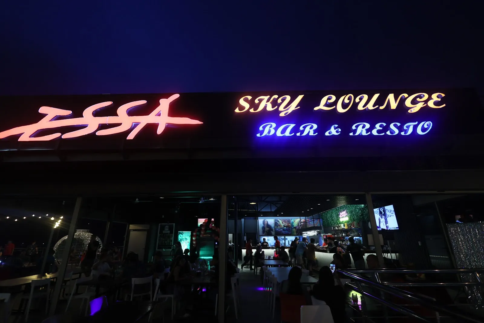 Exterior sign at night