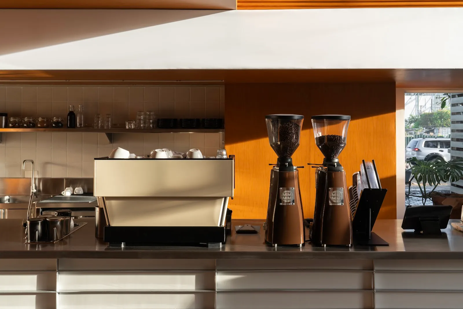 Espresso machine at the counter