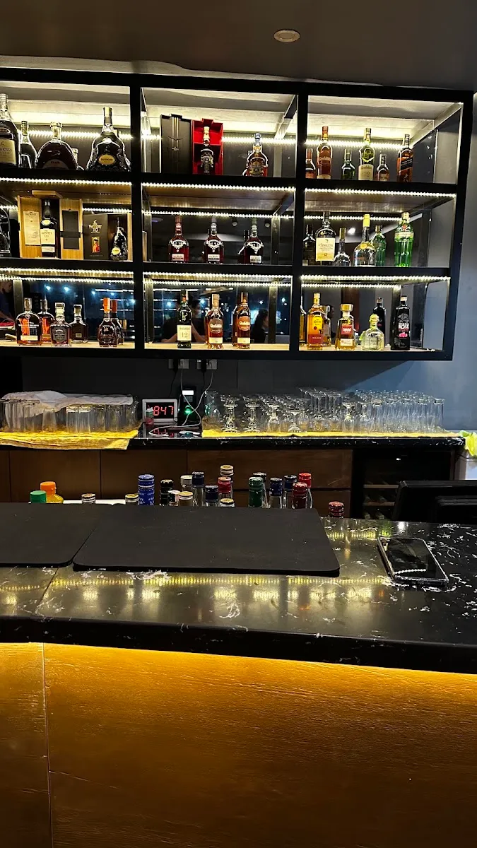 Bar counter and shelves
