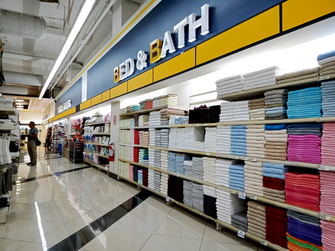 Bed and bath aisle inside the store