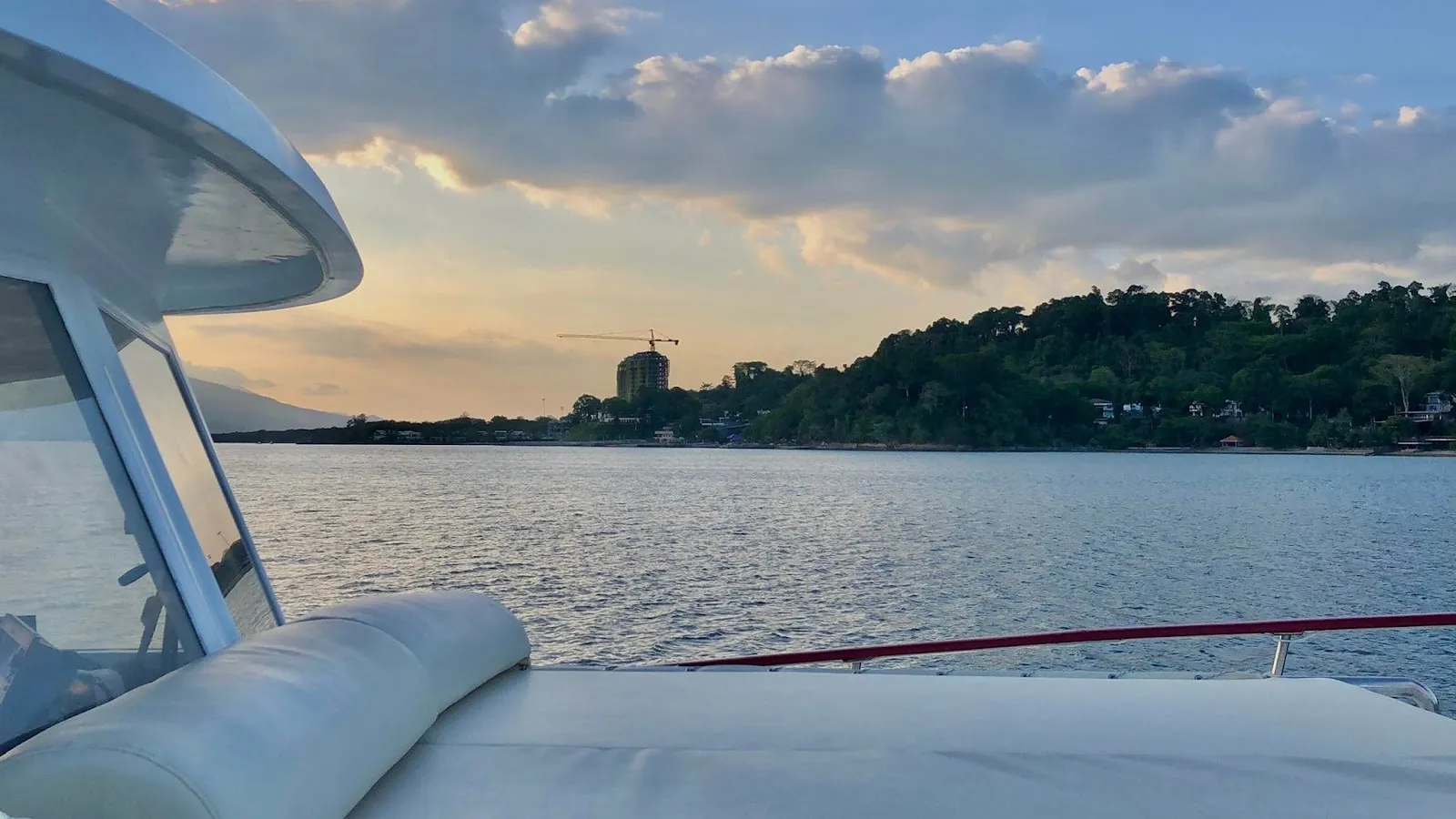 View from the yacht deck at dusk