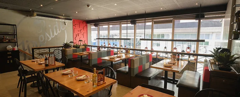 Window-side dining area
